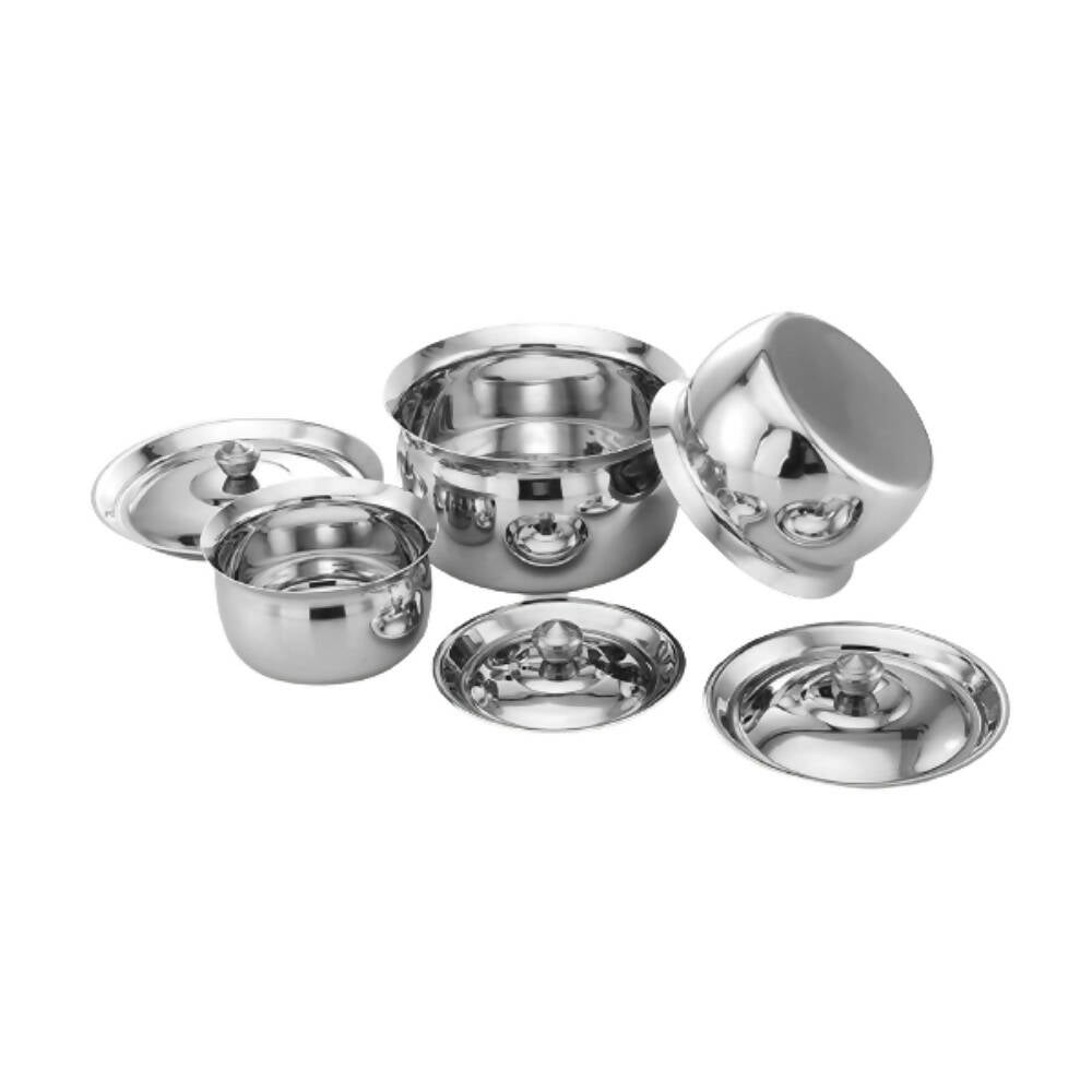 Expresso Stainless Steel Heavy Gauge Induction Friendly Kitchen Serving Set - Swadesiicart