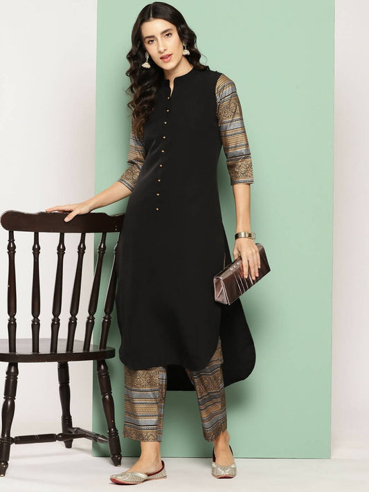 Ahalyaa Womens Kurta Set - Black | Swadesiicart