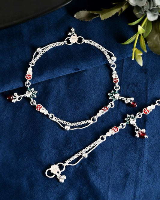 VOJ Set of 2 Traditional Stylish Designer Anklet - Swadesiicart