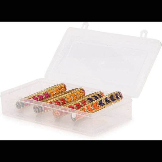 Afast Bridal Wedding & Party Fashionable Colorful Glass Bangle/Kada Set, Pack Of 4 - Multicolor - Swadesiicart