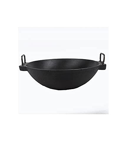 Elles Cast Iron Kadai Large Size 10 Inch (Perfect for 4 Member Family) - Swadesiicart