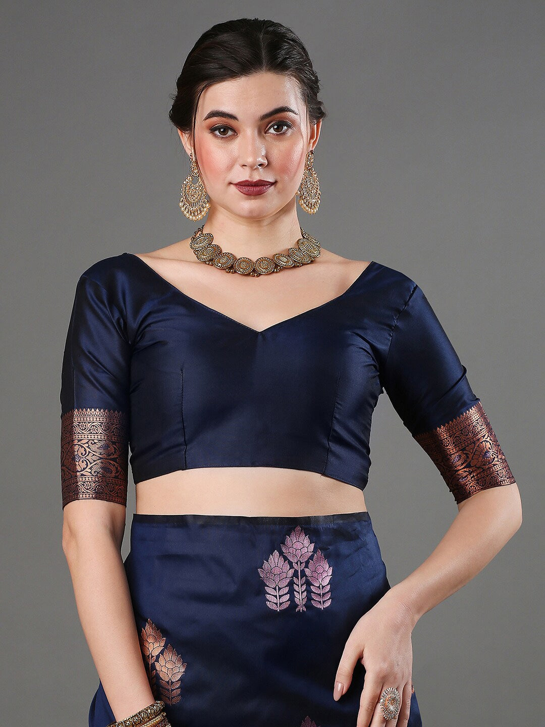 Mitera Floral Woven Design Zari Banarasi Saree | Swadesiicart