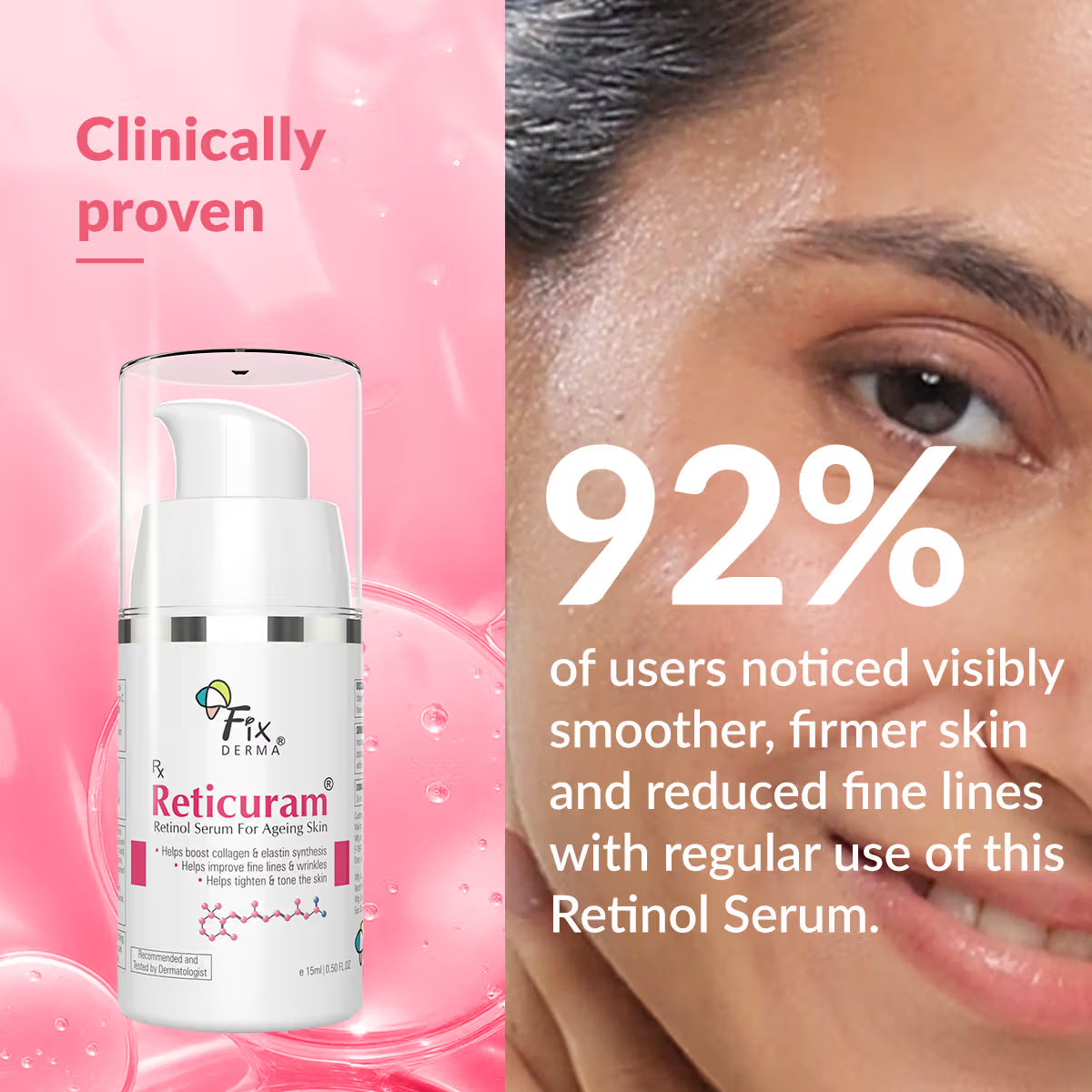 Fixderma 0.05% Pure Retinol Reticuram Face Serum For Anti Aging Skin - Swadesiicart