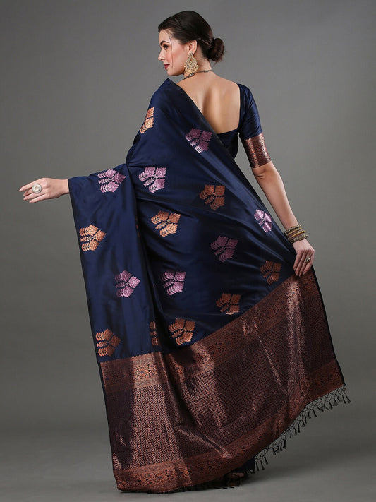 Mitera Floral Woven Design Zari Banarasi Saree | Swadesiicart