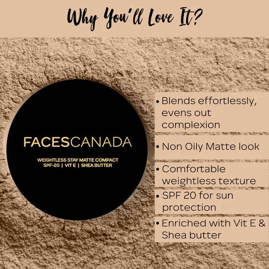 Faces Canada Weightless Stay Matte Compact SPF20-Natural 02 - Distacart