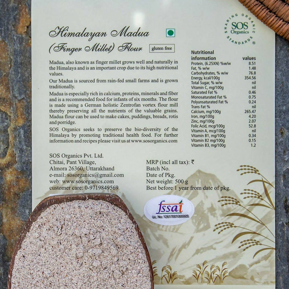 SOS Organics Himalayan Madua (Finger Millet) Flour - Swadesiicart