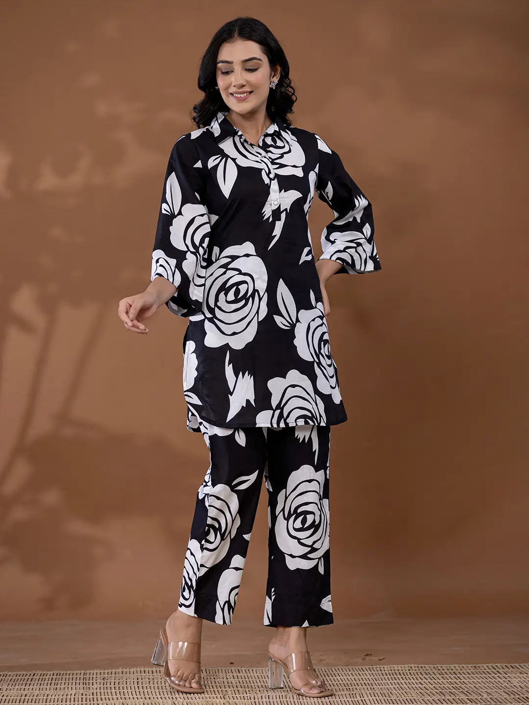 Yufta Cotton Black Printed Co-Ord Set - Swadesiicart