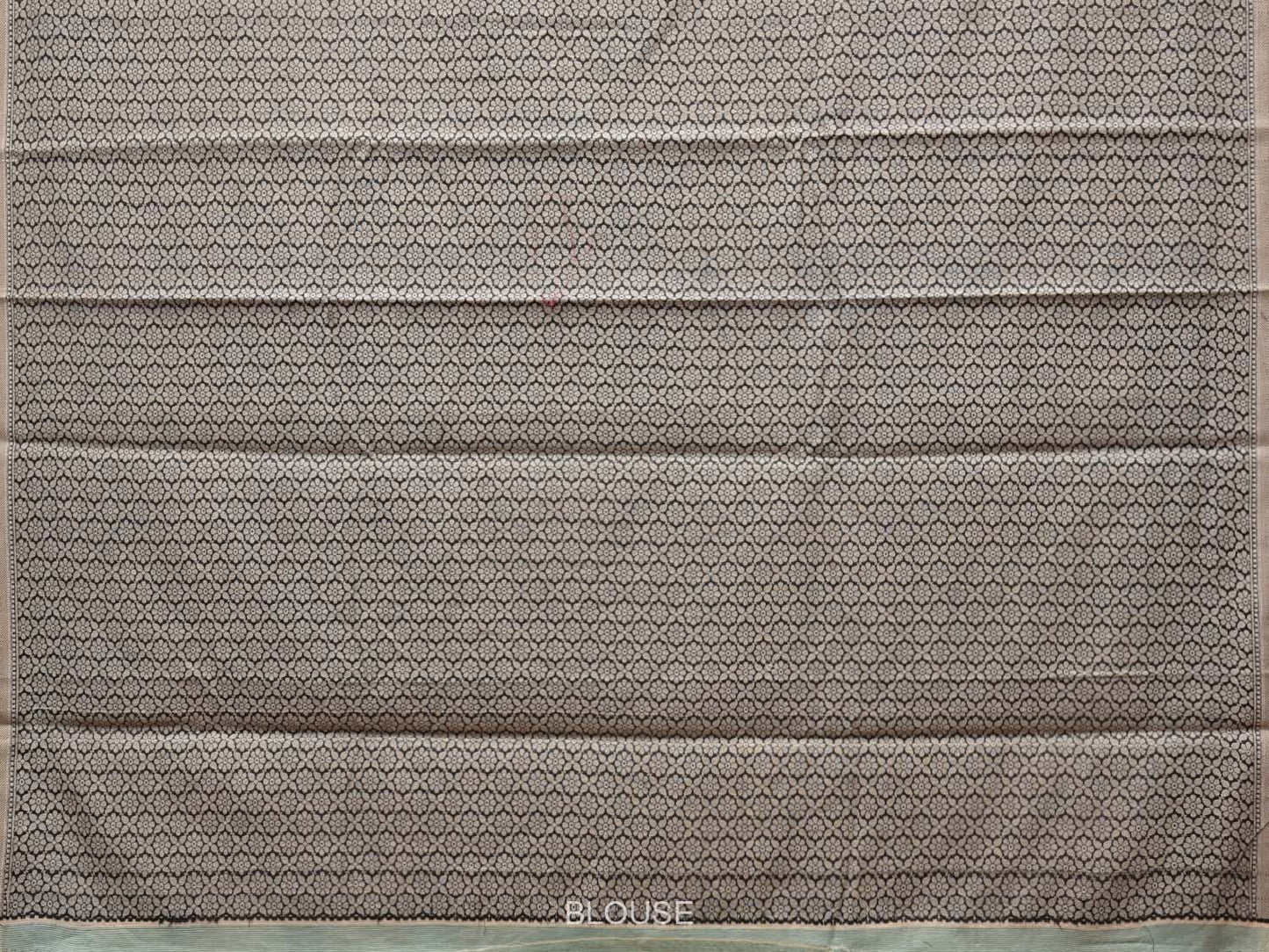 Cream and Black Cut Work Sico Cotton Saree with Body Buta and Border Design - Global Threads | Swadesiicart
