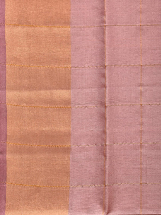 Cream and Pink Uppada Silk Handloom Saree with Checks and Contrast Pallu Design - Global Threads | Swadesiicart