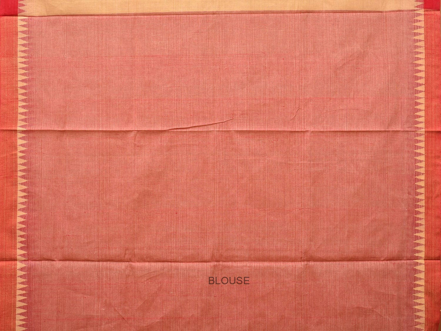 Cream and Red Khadi Cotton Handloom Saree Plain Saree with Strips Pallu Design - Global Threads | Swadesiicart