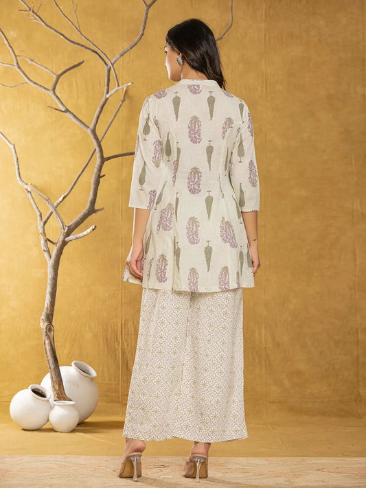 Yufta Cream Cotton Co-Ord Set - Swadesiicart