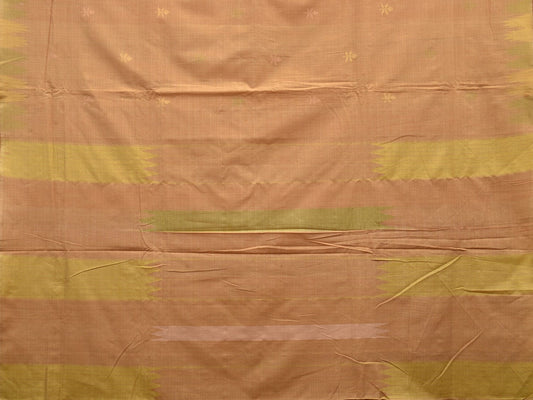Cream Khadi Cotton Handloom Saree with Temple Border Design - Global Threads | Swadesiicart