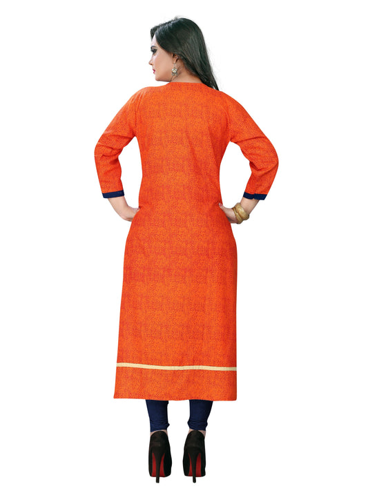 NOZ2TOZ Women Orange & Blue Rayon Kurta (1Pc) - Swadesiicart