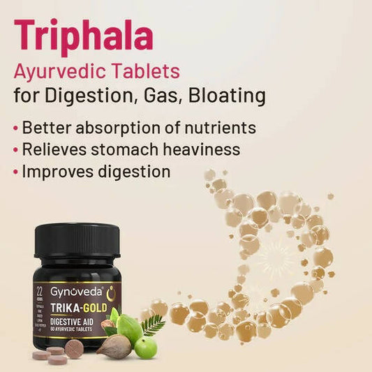 Gynoveda Gut Health Liver Detox + Trika-Gold Ayurvedic Tablets Combo | Swadesiicart