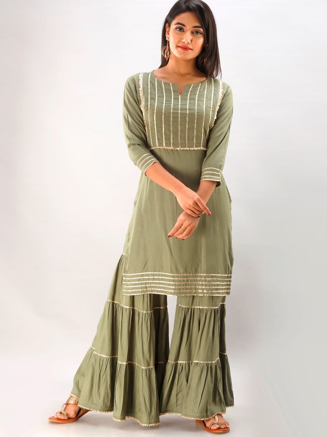 Kalini Women Green Kurta with Sharara | Swadesiicart
