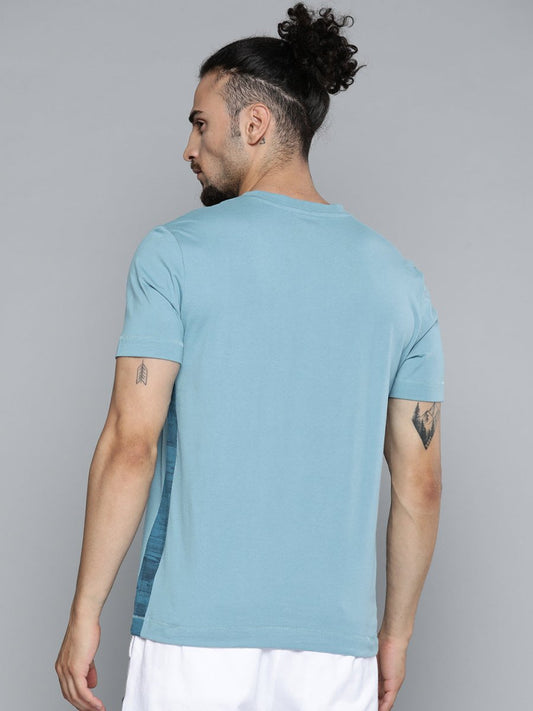 Alcis Men Blue Solid Slim Fit Gym T-shirt | Swadesiicart