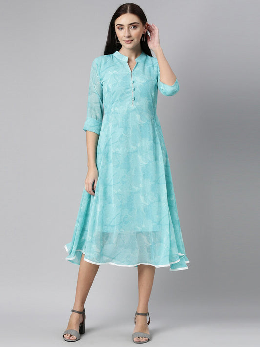 Souchii Women Floral Chiffon A-Line Midi Dress - SOUCHII