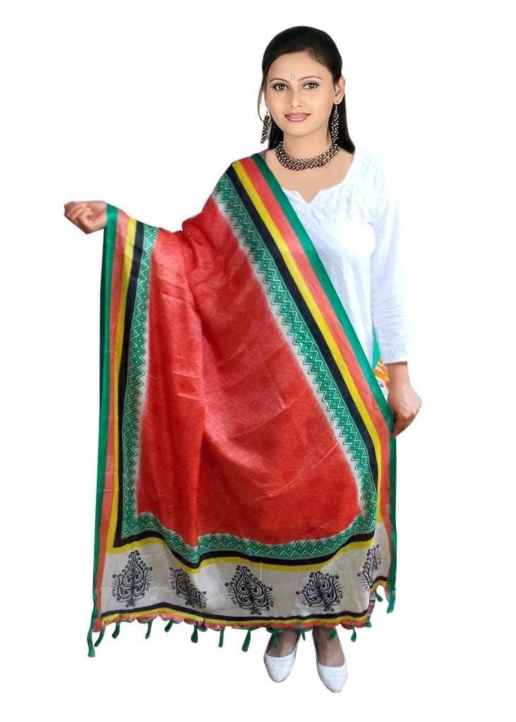 Vamika Multi-Colour Printed Bhagalpuri Silk Dupatta | Swadesiicart