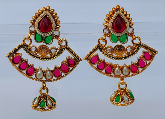 Kemp Temple Jhumkas - Mokshi Collections