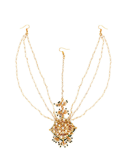 Layered Pearl Matha Patti (Gold) - Ruby Raang | Swadesiicart
