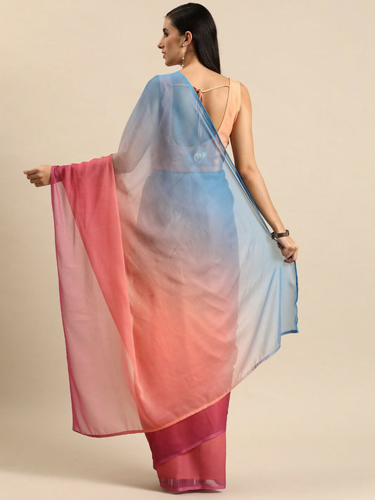 Ahalyaa Women's Traditional Semi Stitch Saree - Peach | Swadesiicart