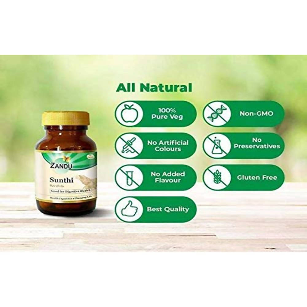 Zandu Sunthi Pure Herbs Capsules Good For Digestive Health | Swadesiicart