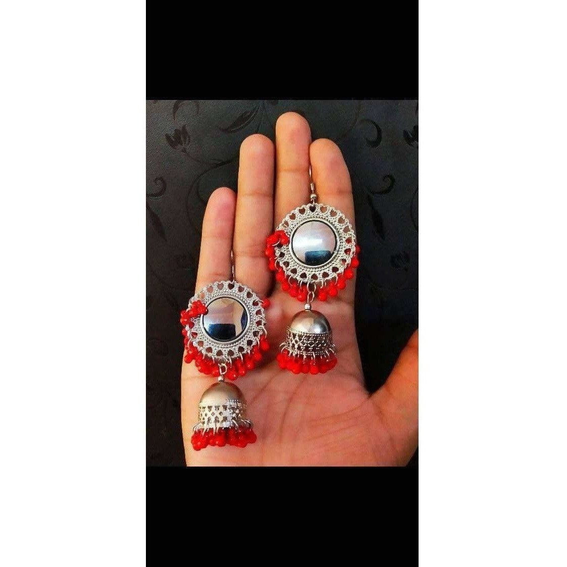 MS Fashion India Muskan Fancy Mirror work Orange smart Earrings | Swadesiicart