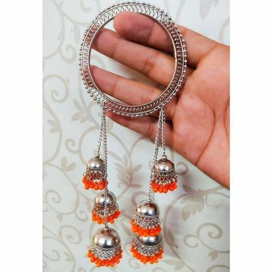 Stylish Orange Pearls Hanging Bangles