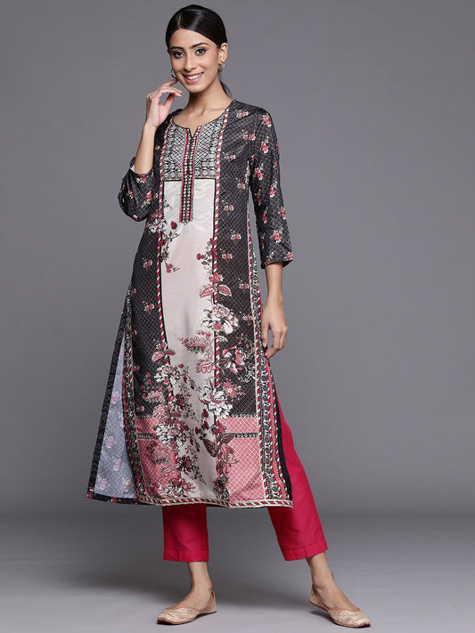 Biba Women Black & Red Ethnic Motifs Printed Kurta - Swadesiicart