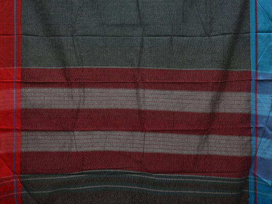 Dark Green ilkal Cotton Handloom Saree with Checks and Ganga-Jamuna Border Design No Blouse - Global Threads | Swadesiicart