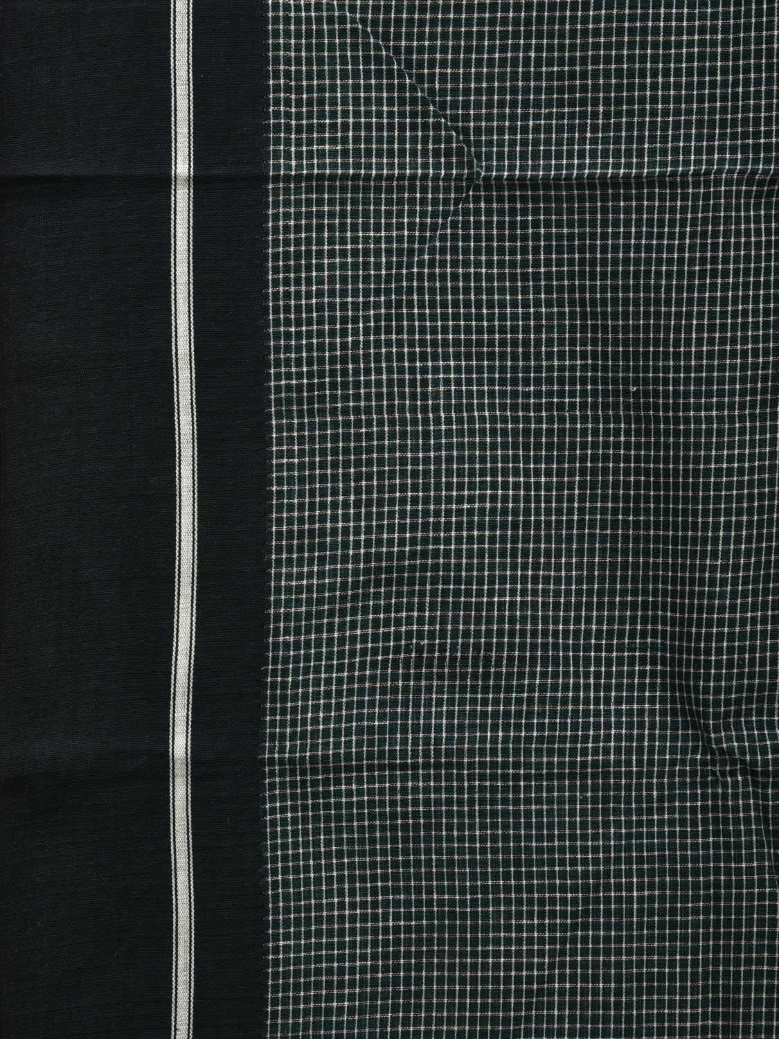 Dark Green ilkal Cotton Handloom Saree with Checks Design No Blouse - Global Threads | Swadesiicart
