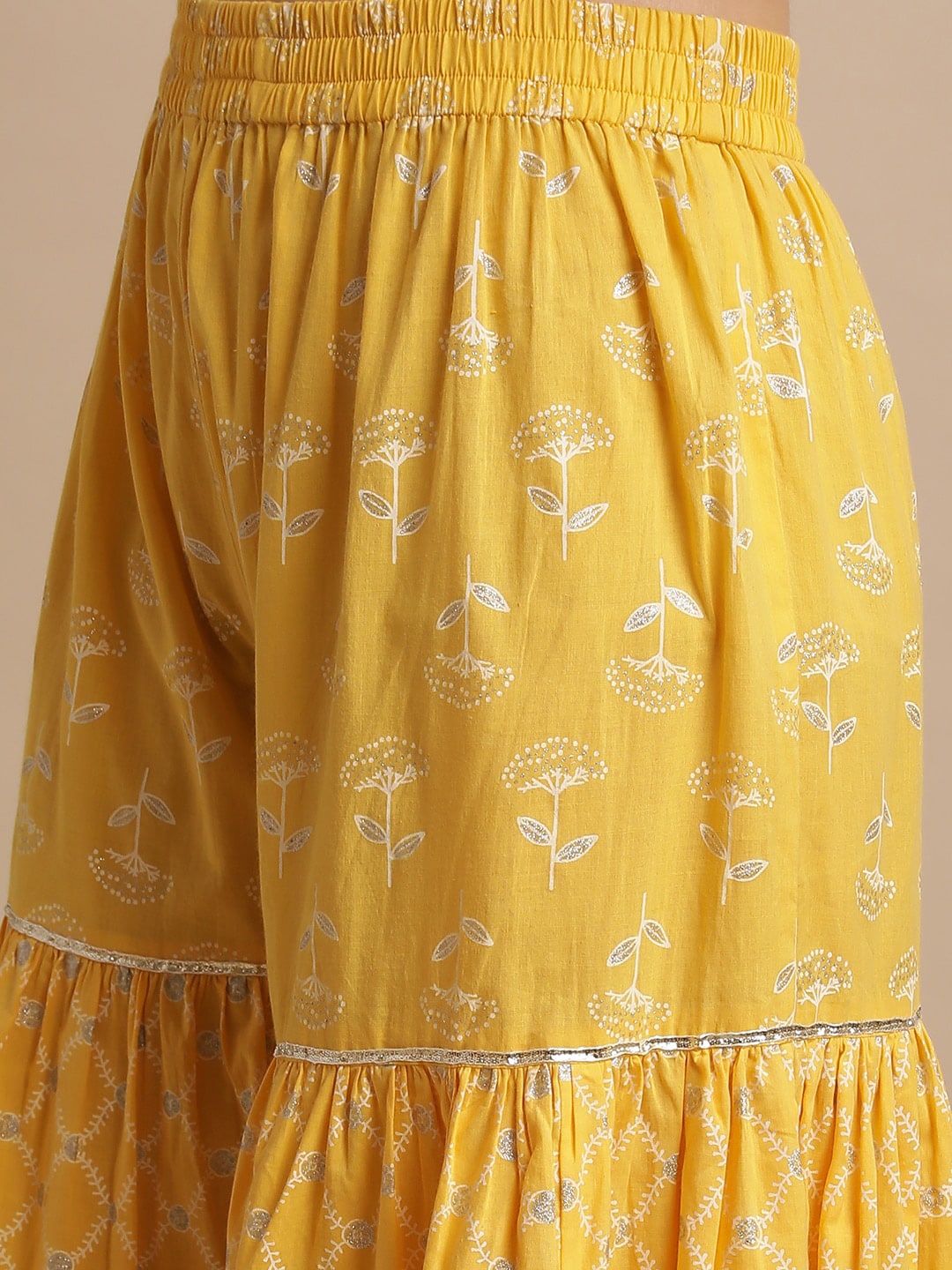 Kalini Ethnic Motifs Printed Pure Cotton A-Line Kurti & Sharara With Dupatta | Swadesiicart