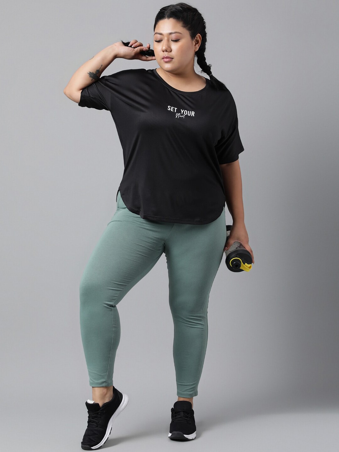 MKH Typography Printed Plus Size Drop Shoulder Sleeves Relaxed Fit Dri-FIT Sports T-shirt - Swadesiicart