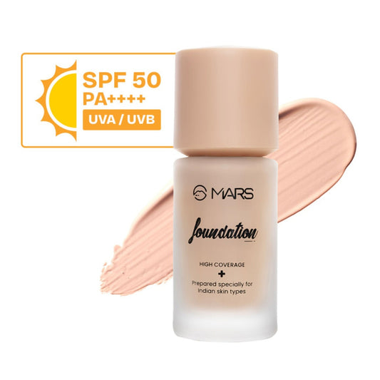 MARS Cosmetics SPF50 PA++++ High Coverage Liquid Foundation - 2 - Swadesiicart