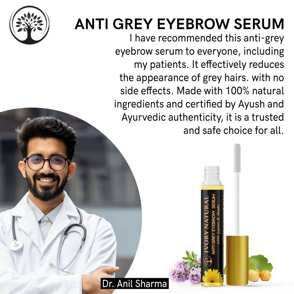 Ivory Natural Grey Eyebrow Serum - Rejuvenates, Nourishes, And Restores Natural Color Of Eyebrows | Swadesiicart