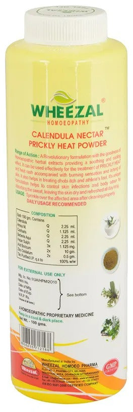 Wheezal Calendula Nectar Prickly Heat Homoeo Cool Powder - Swadesiicart