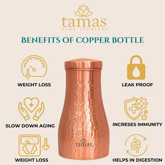 Tamas Hammered Bedroom Copper Water Jar - Swadesiicart