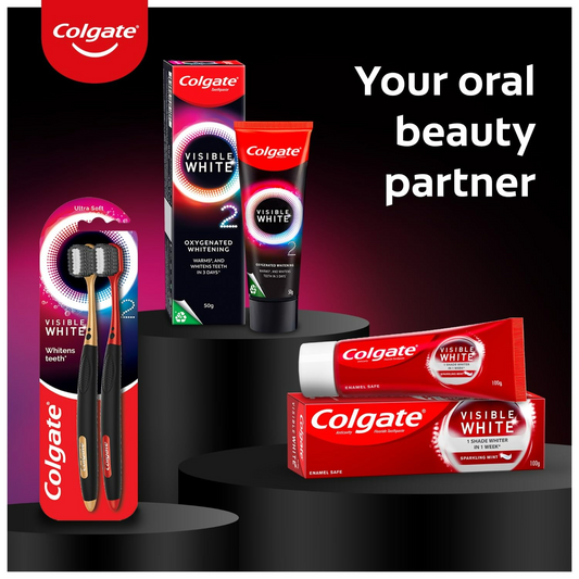 Colgate Visible White O2 Teeth Whitening Toothpaste with Peppermint Sparkle - Swadesiicart