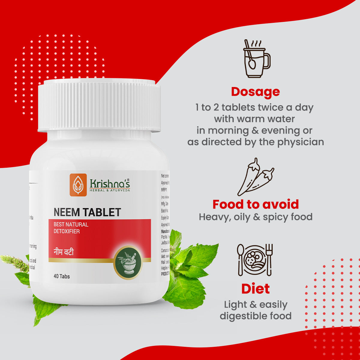 Krishna's Herbal & Ayurveda Neem Tablets - Limited Time Offer - Swadesiicart