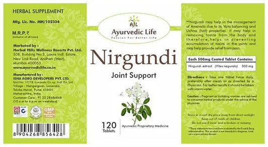 Ayurvedic Life Nirgundi Joint Support Tablets | Swadesiicart