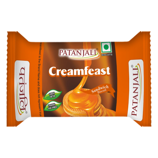 Patanjali Cream Feast Orange Biscuits (Pack of 10) - Swadesiicart