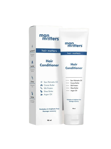 Man Matters Hair Conditioner For Men With Silk protein, Shea butter, Argan Oil, Cocoa Butter, & Saw Palmetto Oil. - Limited Time Offer - Swadesiicart
