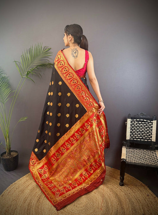 Joban Fashion Red Butti Banarasi Silk Sarees | Swadesiicart