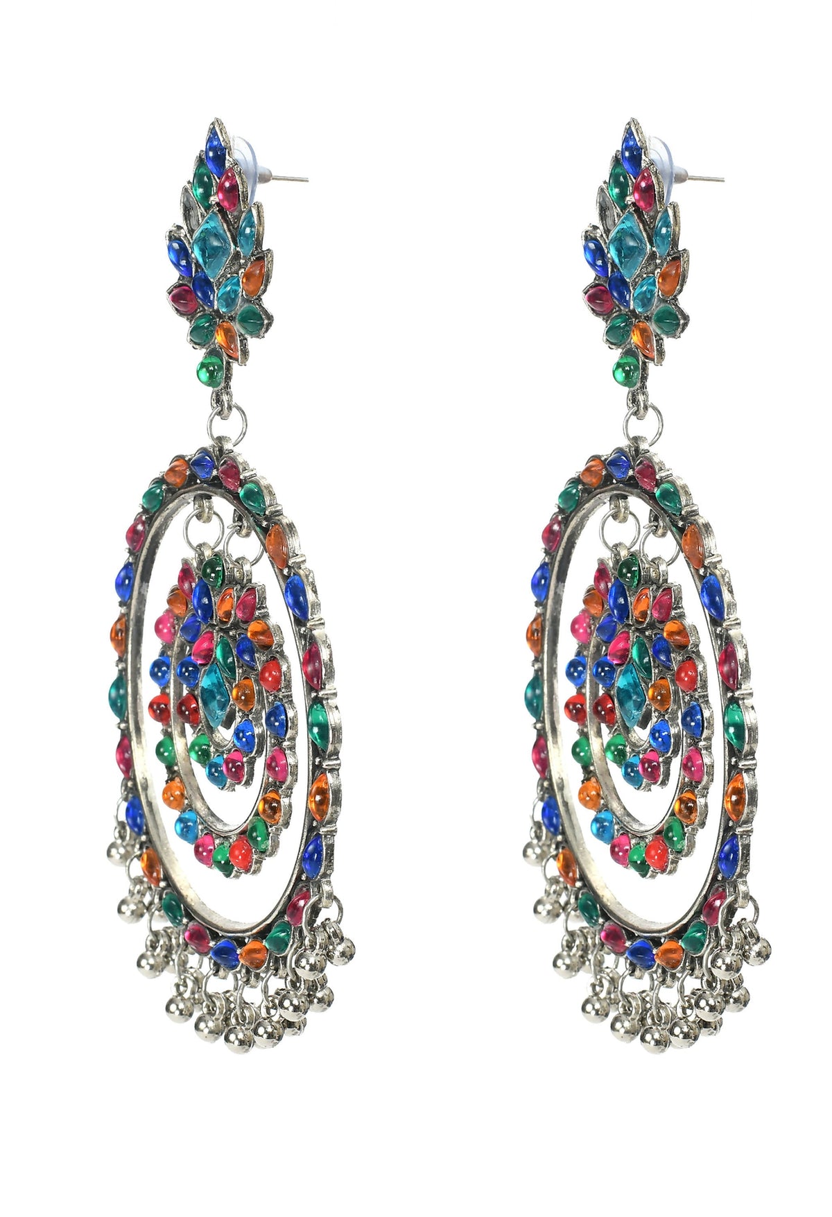 Mominos Fashion Johar Kamal Women's Multi Colour Kundan Circles Earrings