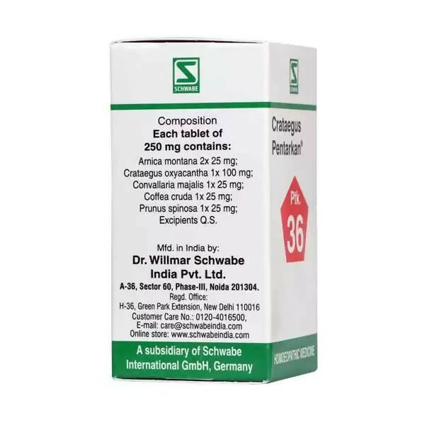 Dr. Willmar Schwabe India Crataegus Pentarkan Ptk 36 Tablets | Swadesiicart