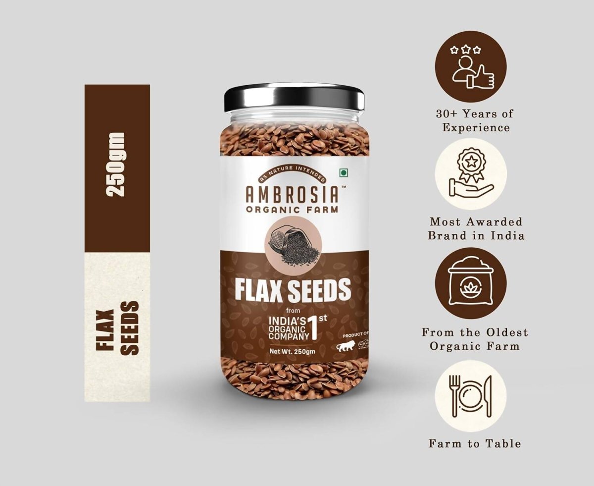 Ambrosia Organic Farm Flax Seeds | Swadesiicart