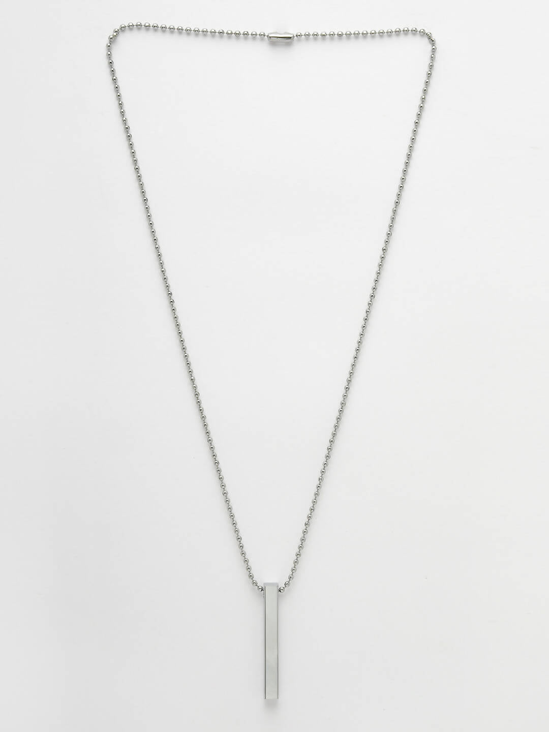 NVR Men's Silver Rhodium Plated Bar Pendant & Chain - Swadesiicart