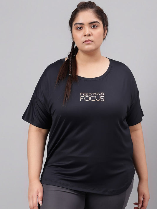 MKH Plus Size Typography Printed Relaxed Fit Dri-FIT T-shirt - Swadesiicart