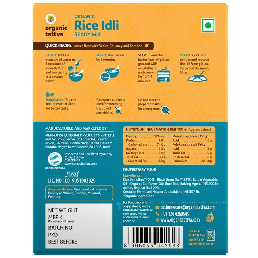 Organic Tattva Rice Idli Ready Mix