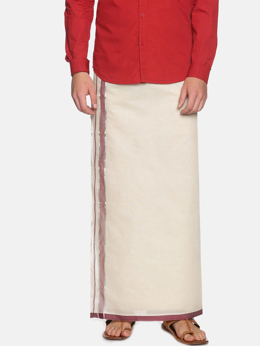 Sethukrishna Men Off White Traditional Kerala Double Mundu | Swadesiicart